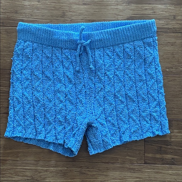 Free People Intimately Blue Textured Knit Lounge Shorts — Size M - Picture 2 of 5